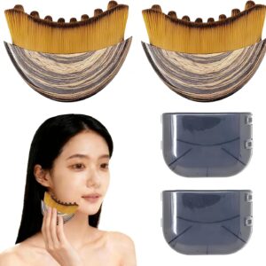2 pcs lymphatic face brush for contouring & detox, gentle wooden lymphatic drainage brush for face, neck & jawline, improve circulation, reduce puffiness & define facial contours