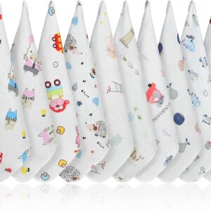 baby washcloths, 10pcs muslin cotton baby towels, 30x30 cm 4 layers cotton baby muslin squares, soft baby muslin cloths, absorbent & breathable, bibs for girls & boys