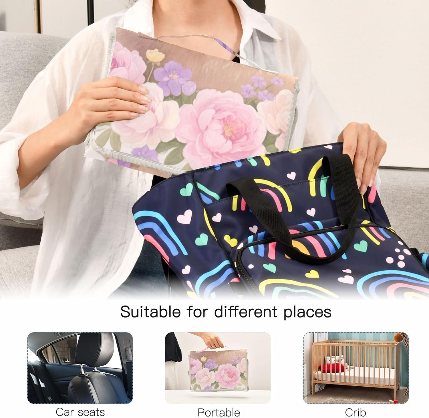 reusable changing pad portable with tissue pocket travel changing pad for baby infant travel station kit flowers peach bear cartoon reusable changing pad portable with tissue pocket travel changing pad for baby infant travel station kit flowers peach bear cartoon