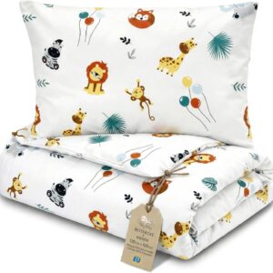 toddler duvet pillow set 100x135 cm quilt 40x60 cm cushion coton lightweight breathable bedding insert for cot nursery travel cots bed insert only 100 x 135 oeko tex safari