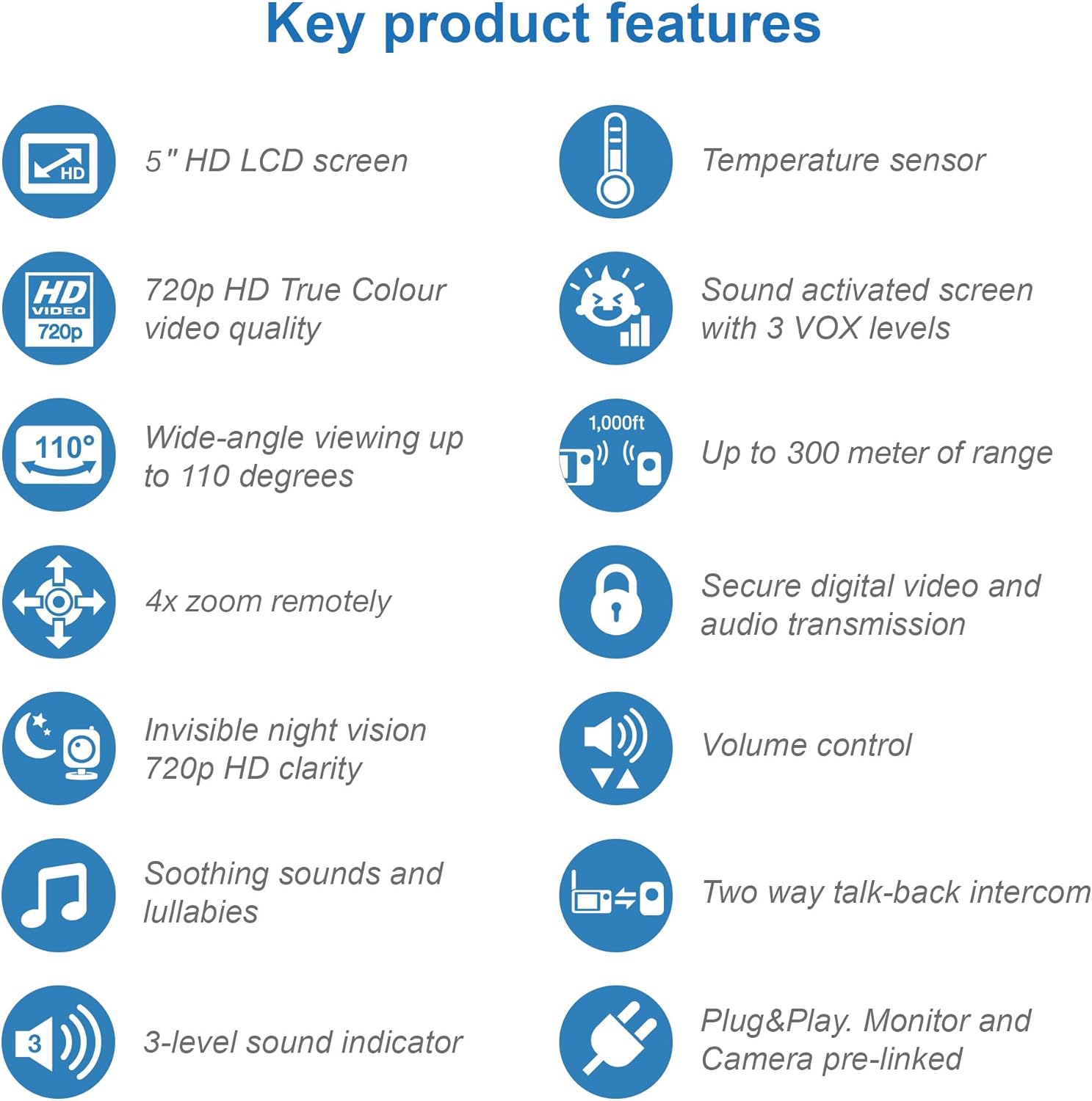 vtech vm818hd baby monitor with camera,hd no glare night vision,video baby monitor with 5'' 720p hd display,night light,110°wide angle view,true colour day vision 300m range,2 way talk white vtech vm818hd baby monitor with camera,hd no glare night vision,video baby monitor with 5'' 720p hd display,night light,110°wide angle view,true colour day vision 300m range,2 way talk white