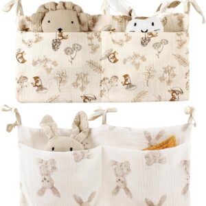 2 pack cribs storage bag baby bed storage hanging bag crib organizer cot hanging diaper organization nursery organizer with large pocket