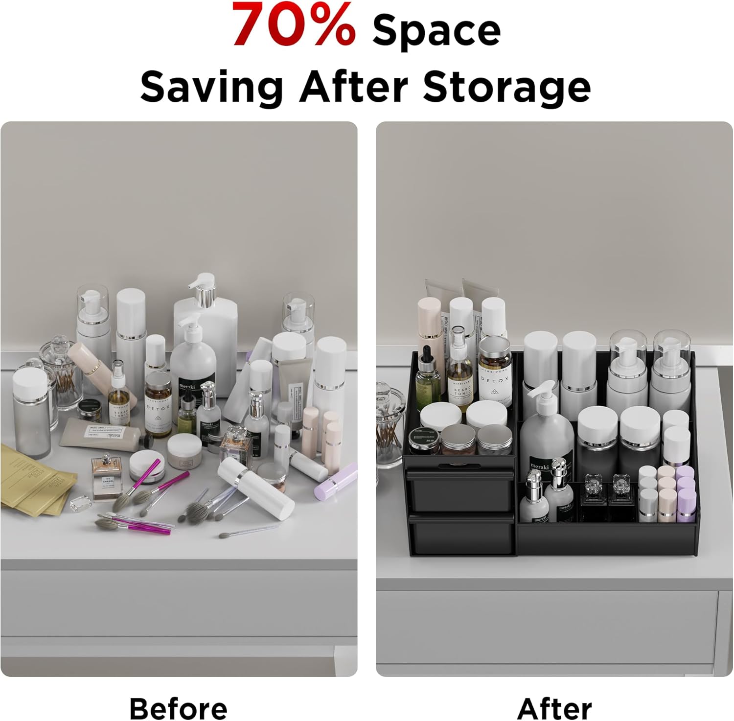 makeup organizer storage drawers, large capacity cosmetic organisers for lipsticks, jewelry, nail care, skincare organiser for vanity, ideal desk organizer for dresser and bathroom (black) makeup organizer storage drawers, large capacity cosmetic organisers for lipsticks, jewelry, nail care, skincare organiser for vanity, ideal desk organizer for dresser and bathroom (black)