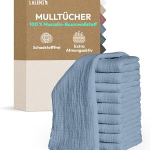 laleni baby burp cloths in a 5 pack made of pure cotton non toxic muslin cloths baby 70x70 absorbent muslin baby cloths muslin baby cloth as burp cloth washable muslin cloths blue