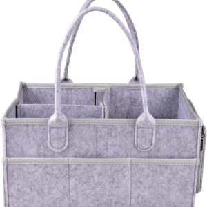 felt bag nursery storage wipes bag nappy organizer container felt storage basket felt storage box with zipper pocket, gray