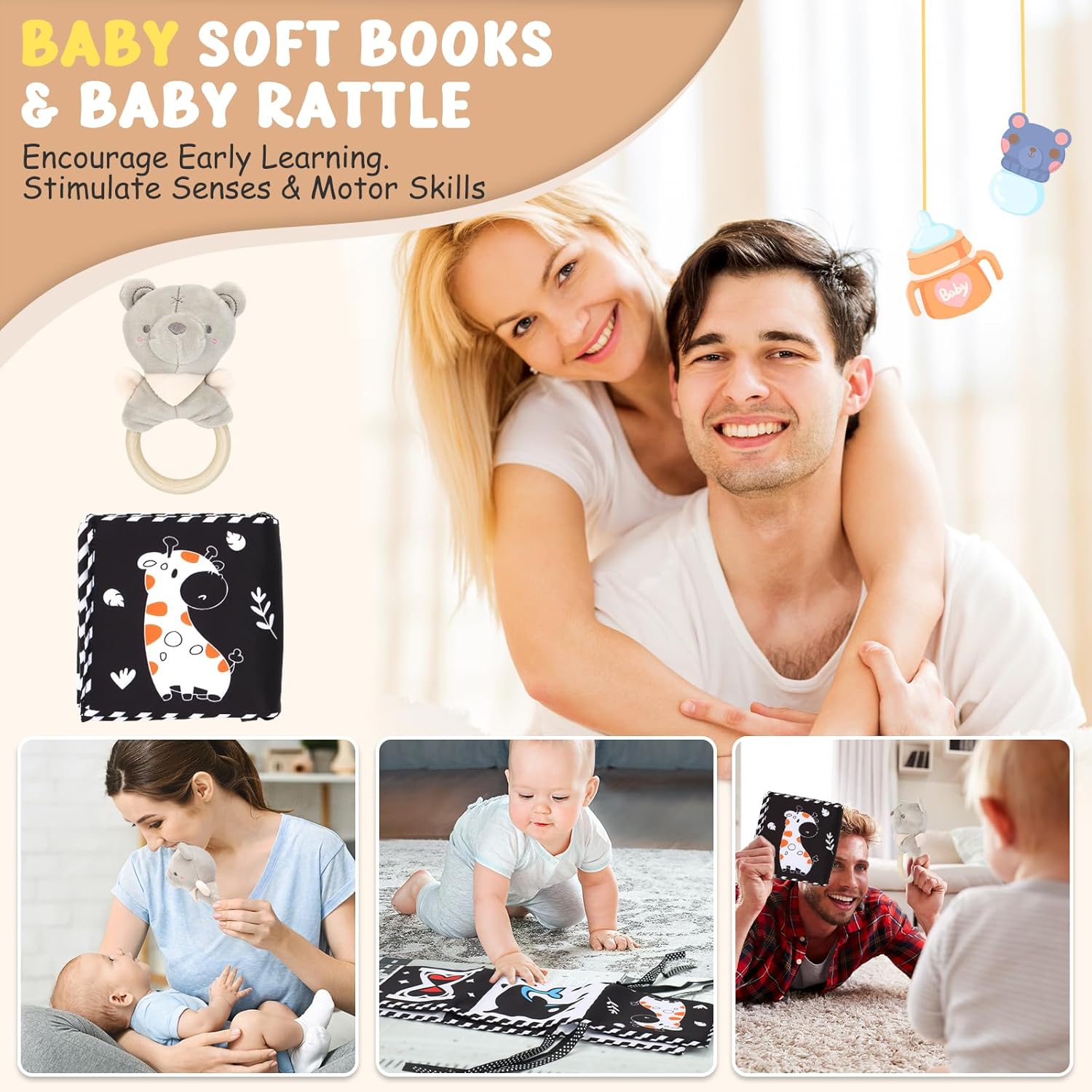 baby gift basket, newborn hamper set with nappy caddy sensory book baby comforter blanket swaddle socks rattle bib milestone cards | baby shower gifts box for boy girl unisex new mum (hamper set) baby gift basket, newborn hamper set with nappy caddy sensory book baby comforter blanket swaddle socks rattle bib milestone cards | baby shower gifts box for boy girl unisex new mum (hamper set)