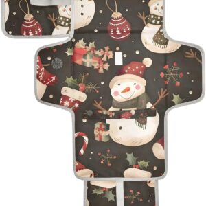 merry christmas snowmen black reusable waterproof with tissue pocket portable changing mat for baby toddler travel station kit cambiador de pa?ales para bebes