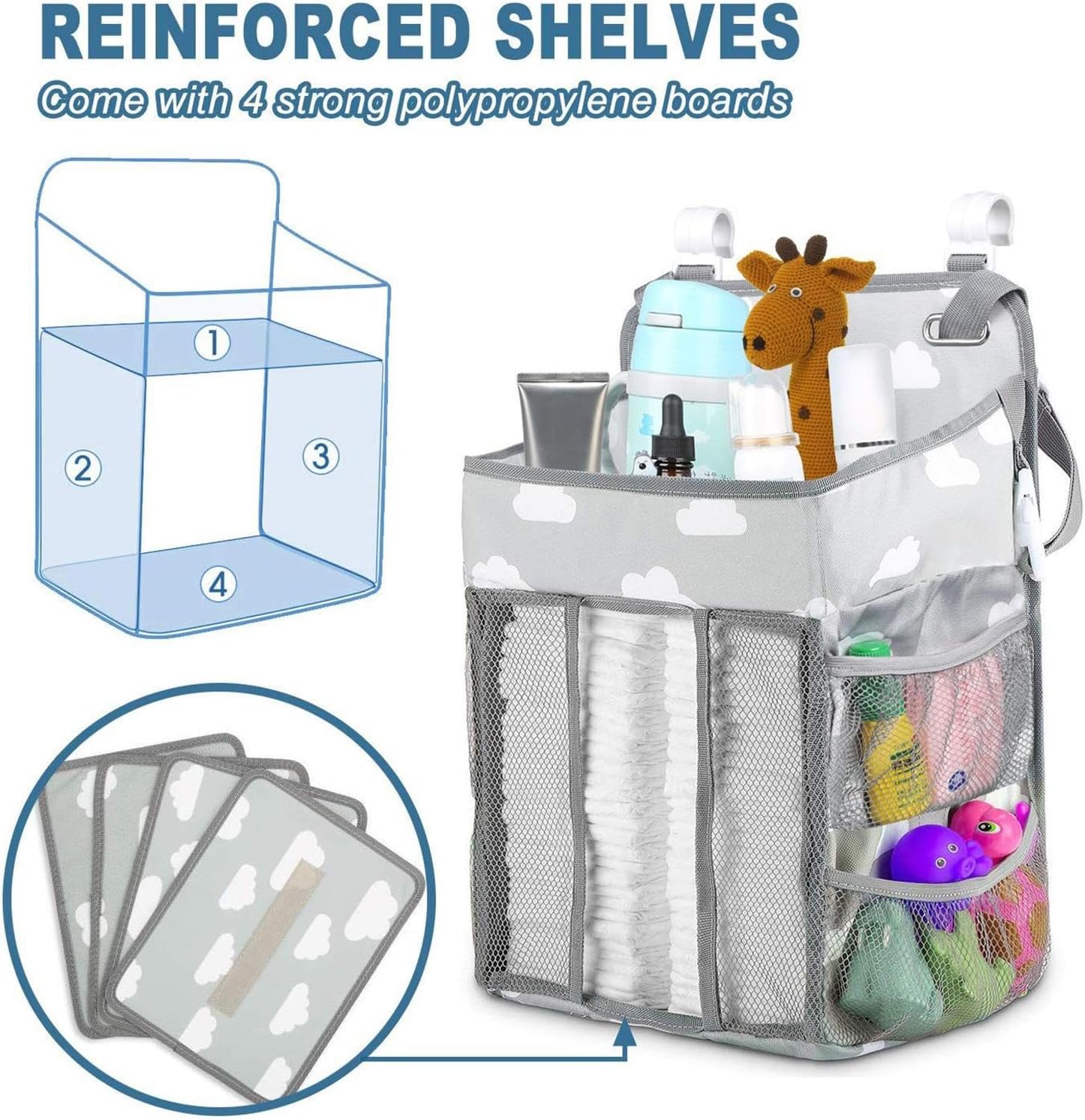 diaper holder crib waterproof baby organizer for nursery, stable storage stacker, adjustable multi pocket storage, portable crib accessories for diapers, wipes, bottles, clothes, toys diaper holder crib waterproof baby organizer for nursery, stable storage stacker, adjustable multi pocket storage, portable crib accessories for diapers, wipes, bottles, clothes, toys