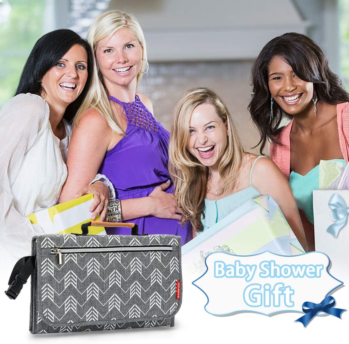 portable nappy changing mat, baby travel changing mat with storage pockets for toddlers infants & newborns, grey portable nappy changing mat, baby travel changing mat with storage pockets for toddlers infants & newborns, grey