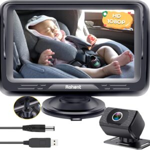 rohent baby car camera hd 1080p for backseat: usb plug and play easy to install carseat camera rear facing infant crystal night vision wide view angle car baby monitor for newborn