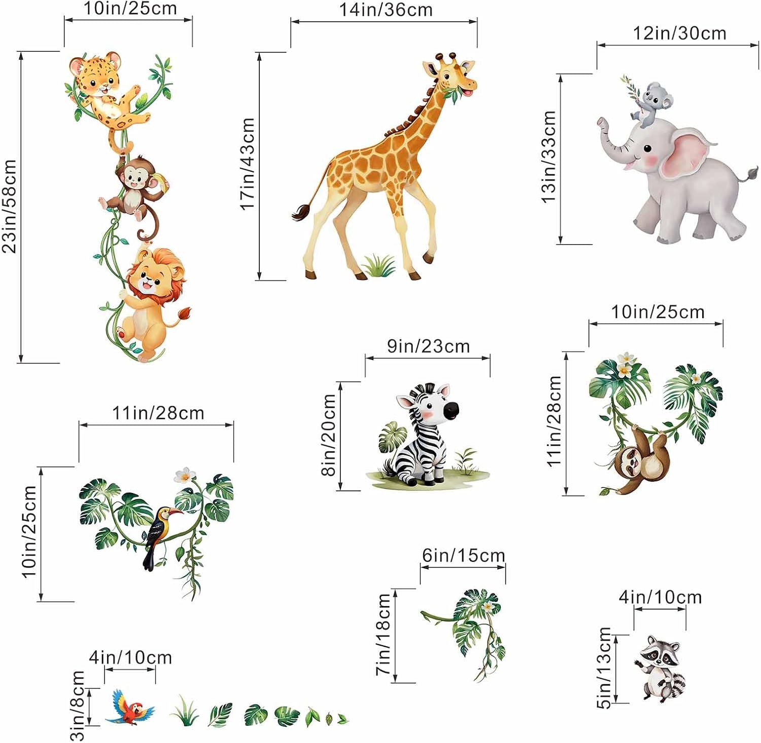 jungle animals wall stickers for baby: peel and stick monkey elephant giraffe lion wall decals wall decor art kids supplies ages 1 12 years jungle animals wall stickers for baby: peel and stick monkey elephant giraffe lion wall decals wall decor art kids supplies ages 1 12 years