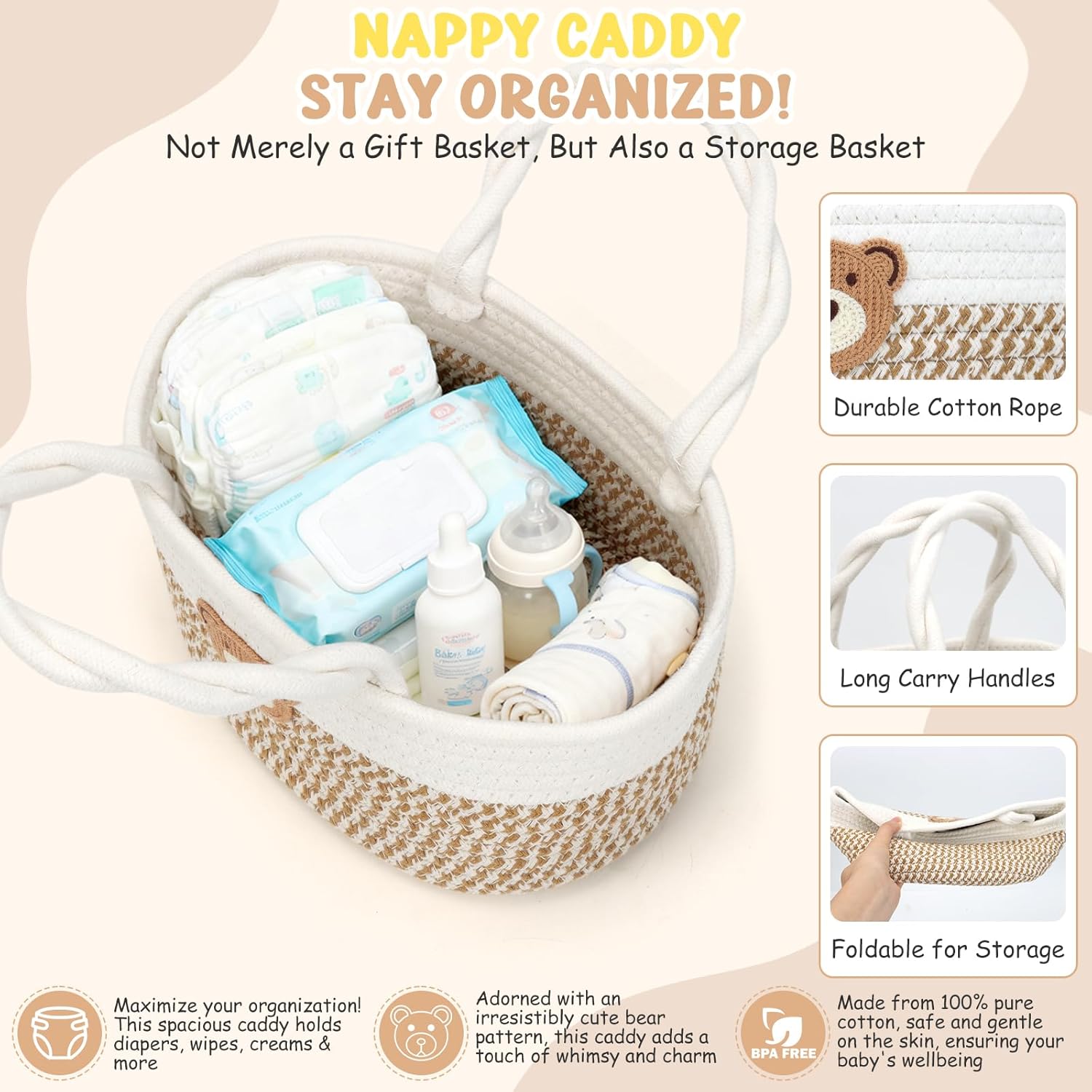 baby gift basket, newborn hamper set with nappy caddy sensory book baby comforter blanket swaddle socks rattle bib milestone cards | baby shower gifts box for boy girl unisex new mum (hamper set) baby gift basket, newborn hamper set with nappy caddy sensory book baby comforter blanket swaddle socks rattle bib milestone cards | baby shower gifts box for boy girl unisex new mum (hamper set)