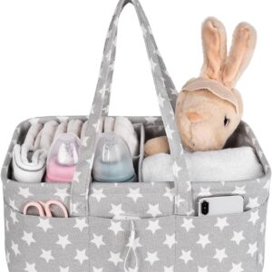 baby nappy caddy nursery storage bin and car organizer for diapers and baby wipes grey