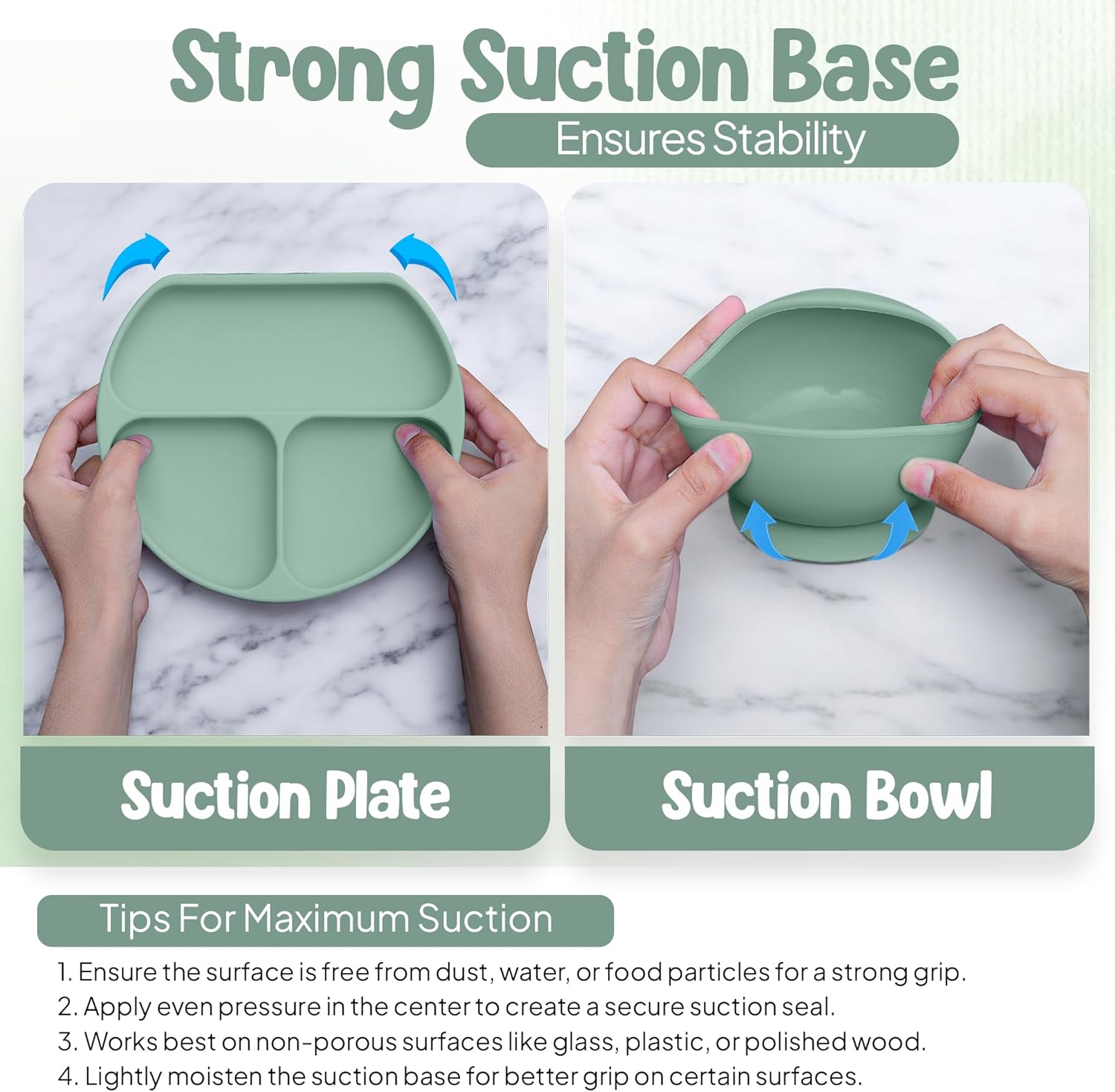 o'doe 17 piece bpa free silicone baby feeding set | thick & soft suction plates, baby bowls, wooden fork & spoon, and more | make mealtime fun and easy for your little one (green, v2) o'doe 17 piece bpa free silicone baby feeding set | thick & soft suction plates, baby bowls, wooden fork & spoon, and more | make mealtime fun and easy for your little one (green, v2)