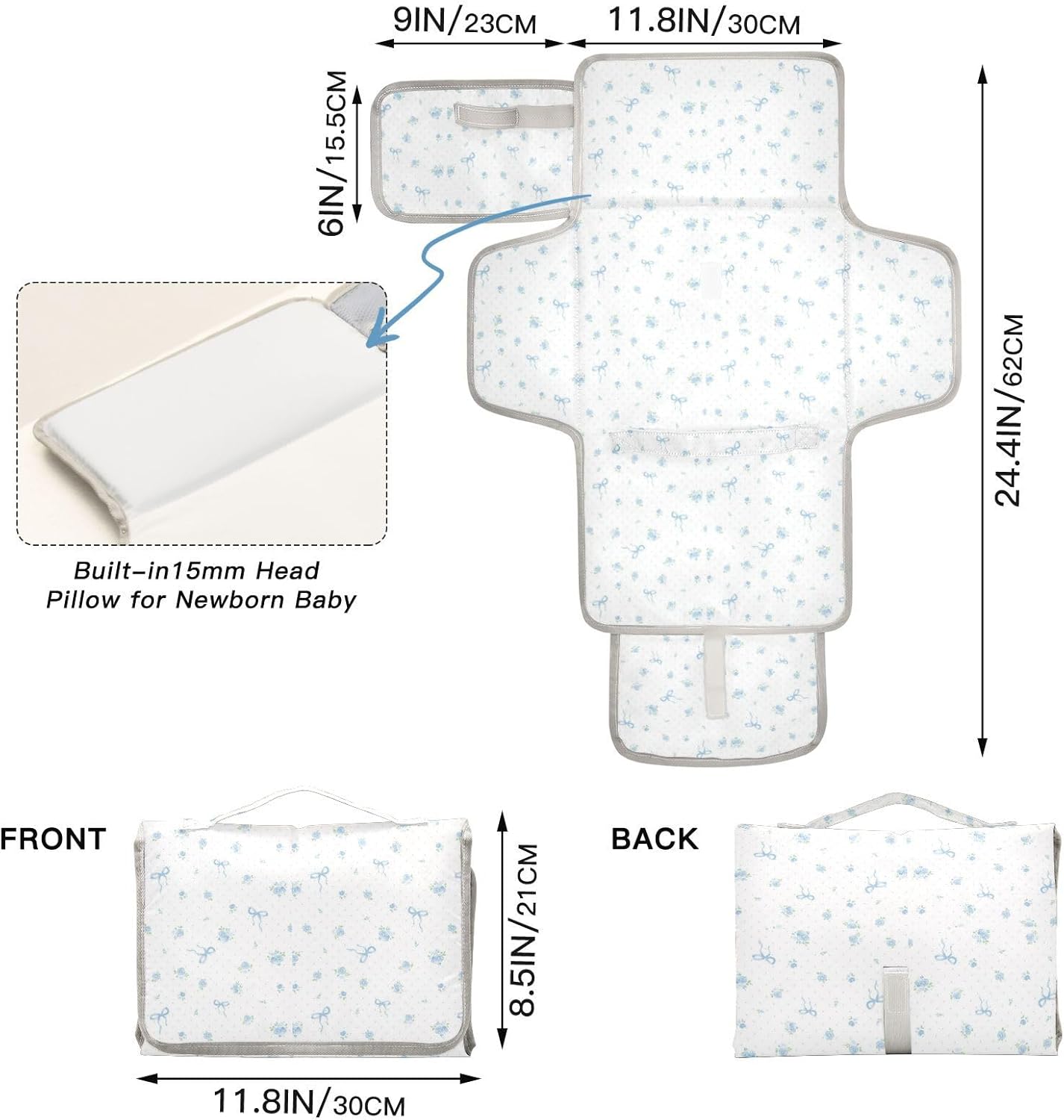 blue floral bow reusable changing table mat with tissue pocket diaper changing pad portable infant travel station kit cambiadores de pa?ales para bebes blue floral bow reusable changing table mat with tissue pocket diaper changing pad portable infant travel station kit cambiadores de pa?ales para bebes