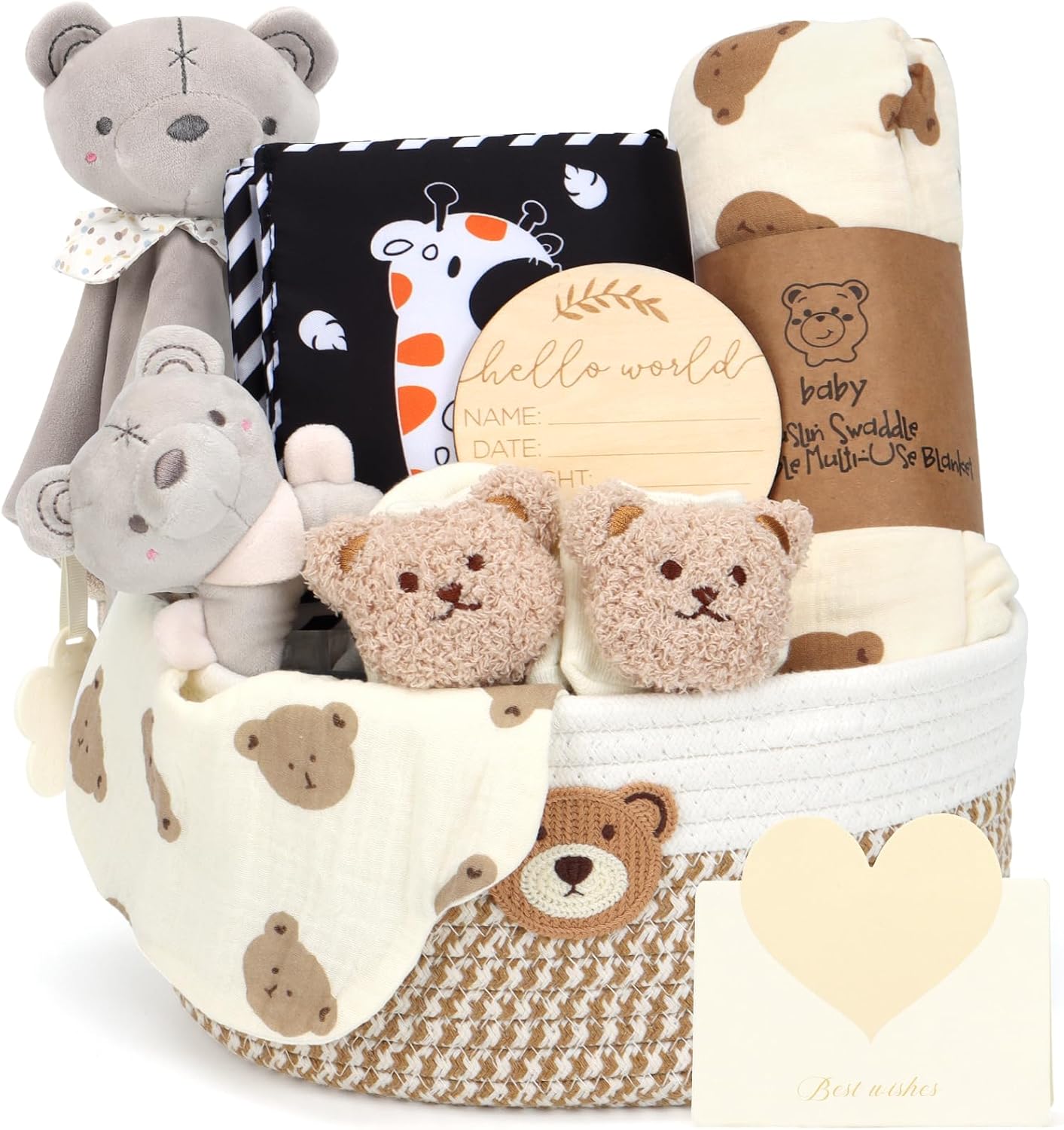 baby gift basket, newborn hamper set with nappy caddy sensory book baby comforter blanket swaddle socks rattle bib milestone cards | baby shower gifts box for boy girl unisex new mum (hamper set) baby gift basket, newborn hamper set with nappy caddy sensory book baby comforter blanket swaddle socks rattle bib milestone cards | baby shower gifts box for boy girl unisex new mum (hamper set)