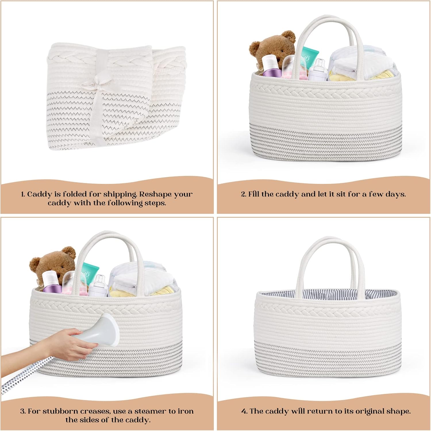 luxury little baby diaper caddy organizer, extra large cotton rope nursery diaper basket, changing table organizer, portable tote bag with divider, car storage, baby shower gifts for newborn luxury little baby diaper caddy organizer, extra large cotton rope nursery diaper basket, changing table organizer, portable tote bag with divider, car storage, baby shower gifts for newborn