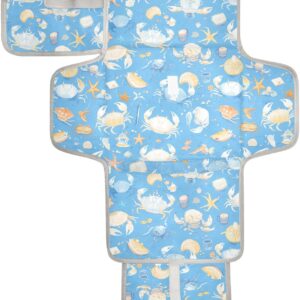 cartoon animal crab sky blue summer reusable baby changing mat with tissue pocket baby portable changing pad infant travel station kit cambiador de pa?ales para bebes