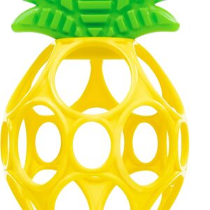 bright starts oball easy grasp pineapple teether toy, hold my own collection, unisex, newborn and up