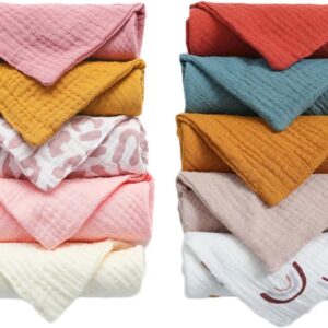 10pcs baby square towels infants wash hand face towel handkerchief feeding bib burp cloth soft crepe muslin saliva