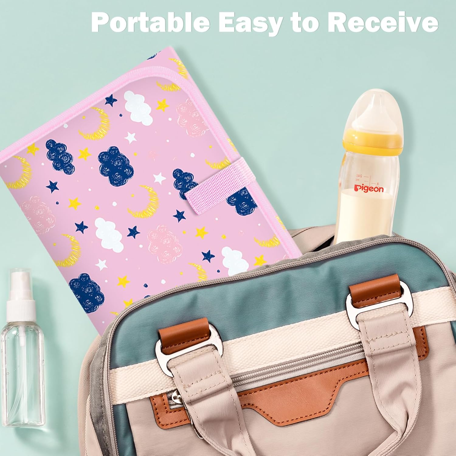 portable diaper changing pad for baby & toddler waterproof foldable baby changing mat built in pillow, travel infant changing pads for moms baby portable diaper changing pad for baby & toddler waterproof foldable baby changing mat built in pillow, travel infant changing pads for moms baby