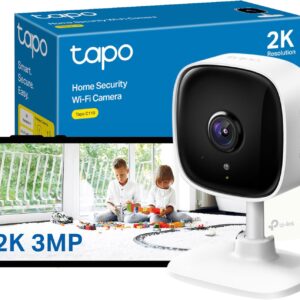 tapo c110 2k 3mp indoor camera house security, wifi, no monthly fee, ai detection, dog puppy, baby monitor, 2 way talk, advanced night vision, works with alexa & google