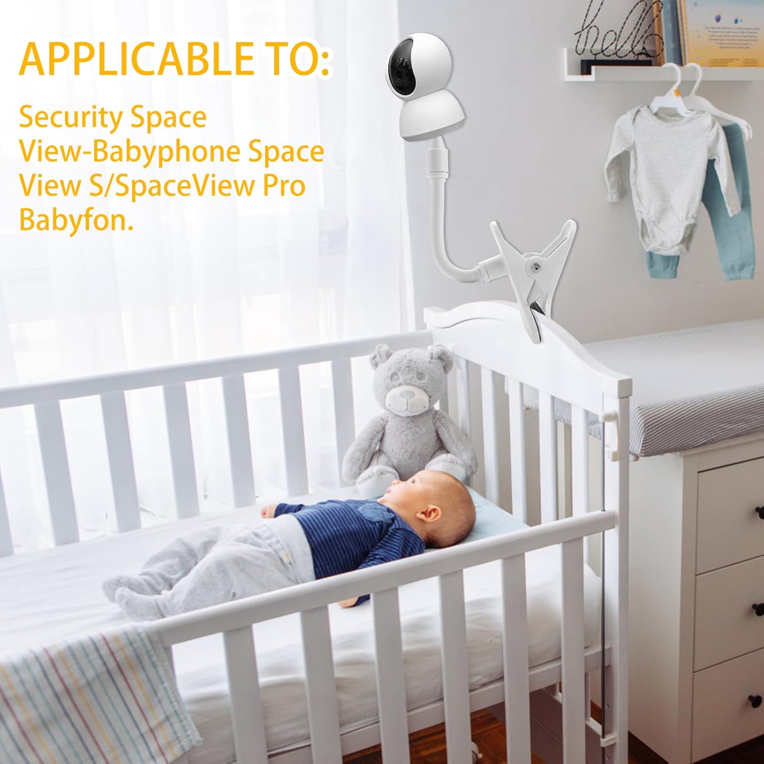 baby camera holder, baby monitor holder, universal monitor holder, flexible clip camera mount with 1/4 inch screw security for spaceview s/spaceview pro baby monitor, children's room, baby bed (white) baby camera holder, baby monitor holder, universal monitor holder, flexible clip camera mount with 1/4 inch screw security for spaceview s/spaceview pro baby monitor, children's room, baby bed (white)
