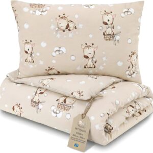 toddler duvet pillow set 90x120 cm quilt 40x60 cm cushion coton lightweight breathable bedding insert for cot nursery travel cots bed insert only 90 x 120 oeko tex giraffes