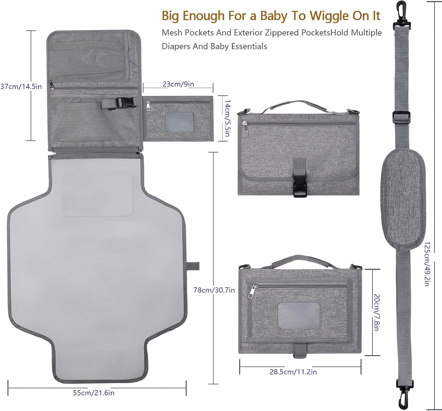 bebamour portable nappy changing mats with wipes pocket travel baby changing pads with head cushion for infants waterproof diaper changing pads newborn essentials, grey bebamour portable nappy changing mats with wipes pocket travel baby changing pads with head cushion for infants waterproof diaper changing pads newborn essentials, grey