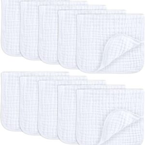 comfy cubs muslin burp cloths 6 sets large 100% cotton hand wash cloths 6 layers extra absorbent and soft (white, pack of 10)