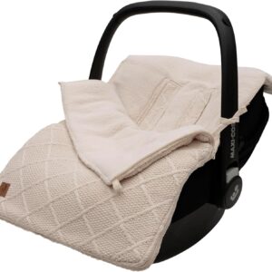 jollein check knit oatmeal footmuff for baby car seat group 0+ and pushchair for 3 point and 5 point harness knitting pattern and fleece lining