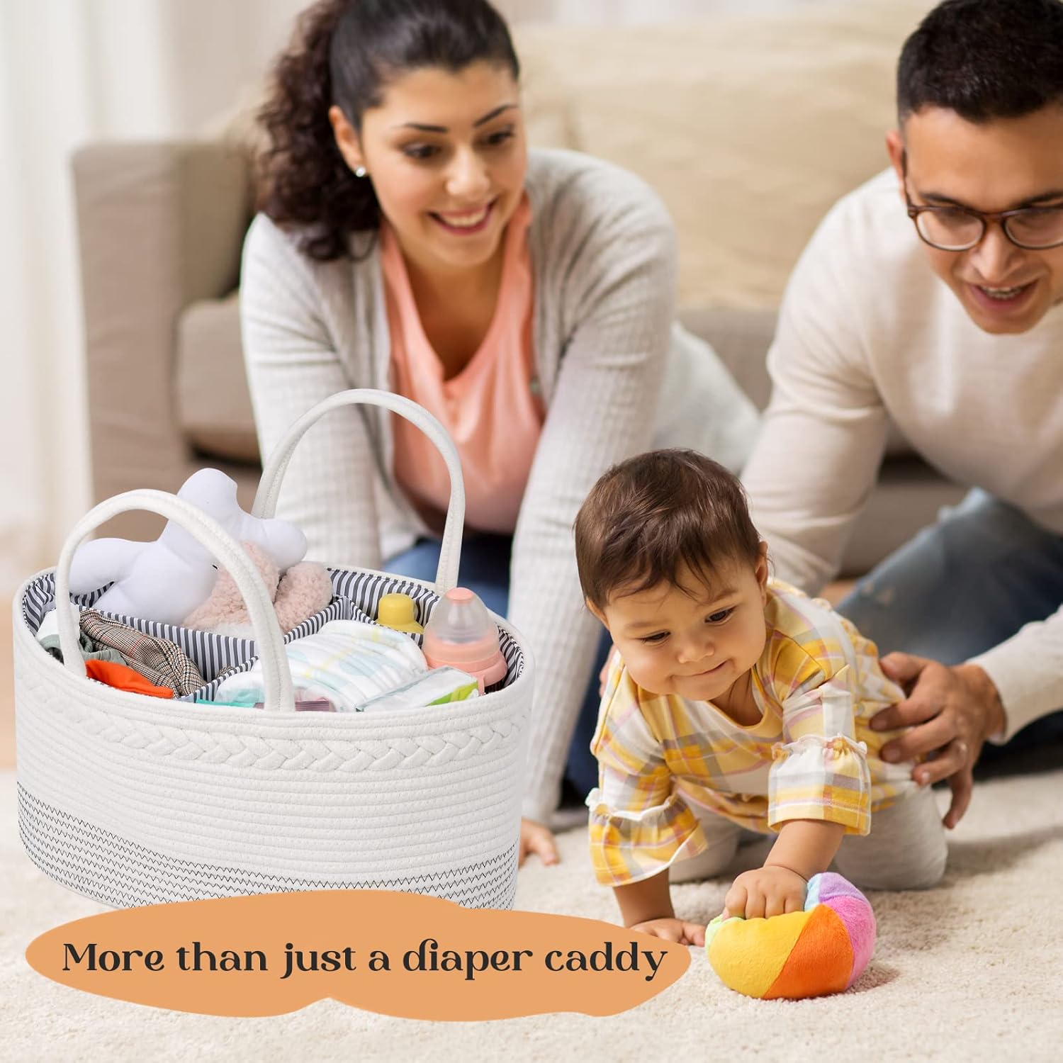 luxury little baby diaper caddy organizer, extra large cotton rope nursery diaper basket, changing table organizer, portable tote bag with divider, car storage, baby shower gifts for newborn luxury little baby diaper caddy organizer, extra large cotton rope nursery diaper basket, changing table organizer, portable tote bag with divider, car storage, baby shower gifts for newborn