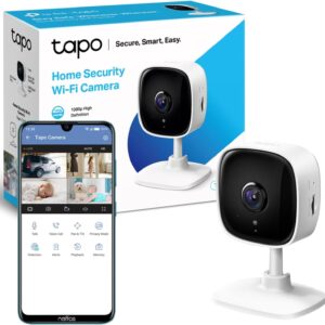 tapo wi fi baby monitor smart camera, indoor cctv, works with alexa & google home,1080p, 2 way audio,night vision, sd storage,baby crying/motion detection device sharing (tapo c100),packaging may vary