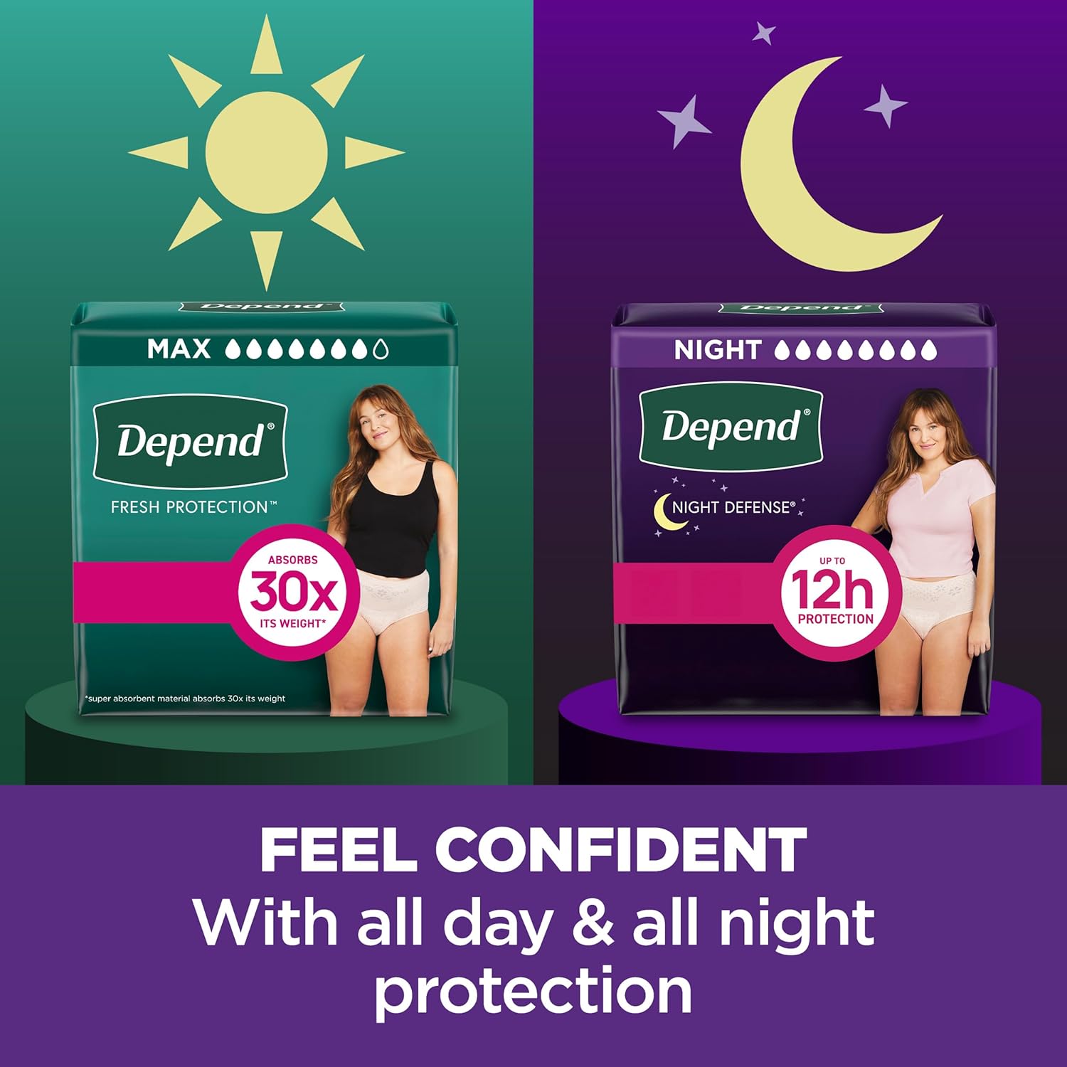 depend night defense adult incontinence & postpartum bladder leak underwear for women, disposable, overnight, small, blush, 16 count, packaging may vary depend night defense adult incontinence & postpartum bladder leak underwear for women, disposable, overnight, small, blush, 16 count, packaging may vary