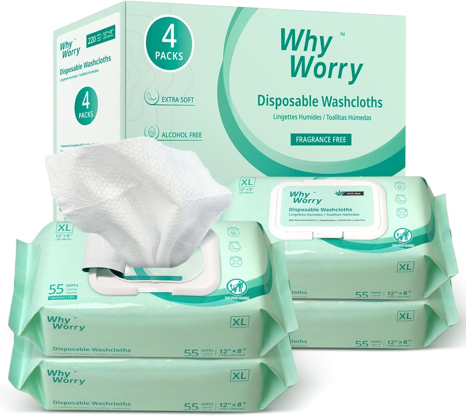whyworry wet wipes for adults, extra large 20x30 cm body cleaning wipes for elderly care & incontinence cleansing, extra thick adult washcloths disposable with aloe & vitamin e, unscented, 220 count whyworry wet wipes for adults, extra large 20x30 cm body cleaning wipes for elderly care & incontinence cleansing, extra thick adult washcloths disposable with aloe & vitamin e, unscented, 220 count