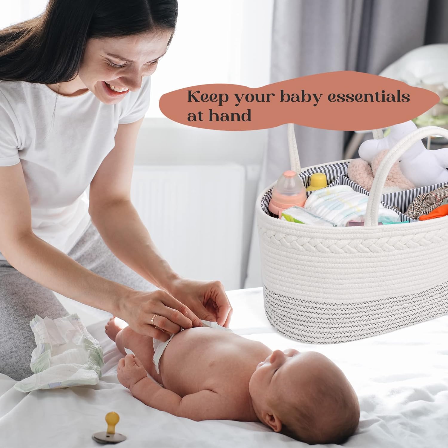 luxury little baby diaper caddy organizer, extra large cotton rope nursery diaper basket, changing table organizer, portable tote bag with divider, car storage, baby shower gifts for newborn luxury little baby diaper caddy organizer, extra large cotton rope nursery diaper basket, changing table organizer, portable tote bag with divider, car storage, baby shower gifts for newborn