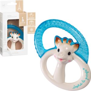 sophie la girafe baby teething ring toy, 100% natural rubber easy to grip, suitable for 3 months+, white