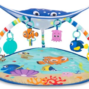 bright starts, disney baby, finding nemo ocean lights baby activity gym and play mat with detachable toys, sound and music, ages newborn + (pack of 1)