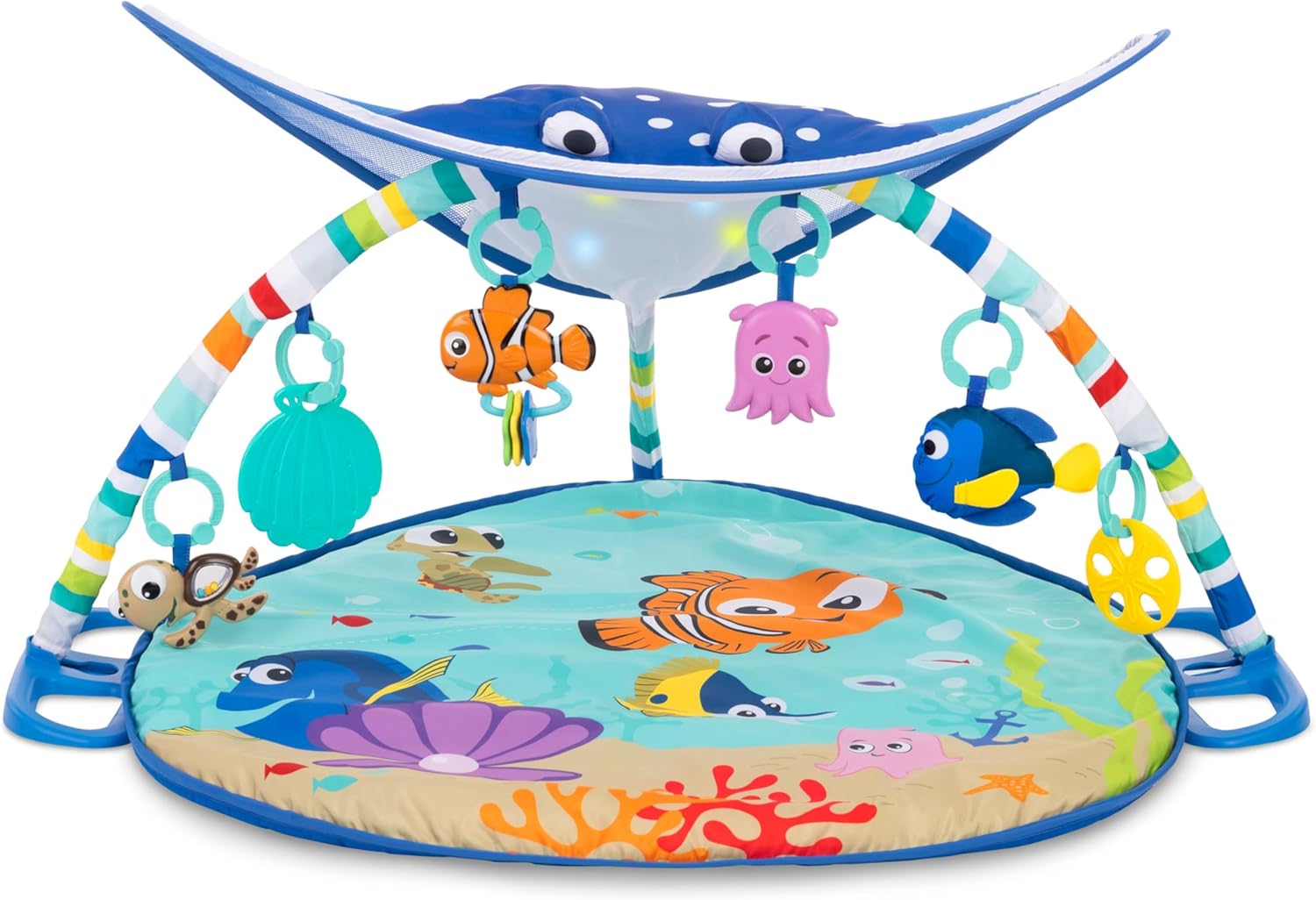bright starts, disney baby, finding nemo ocean lights baby activity gym and play mat with detachable toys, sound and music, ages newborn + (pack of 1) bright starts, disney baby, finding nemo ocean lights baby activity gym and play mat with detachable toys, sound and music, ages newborn + (pack of 1)