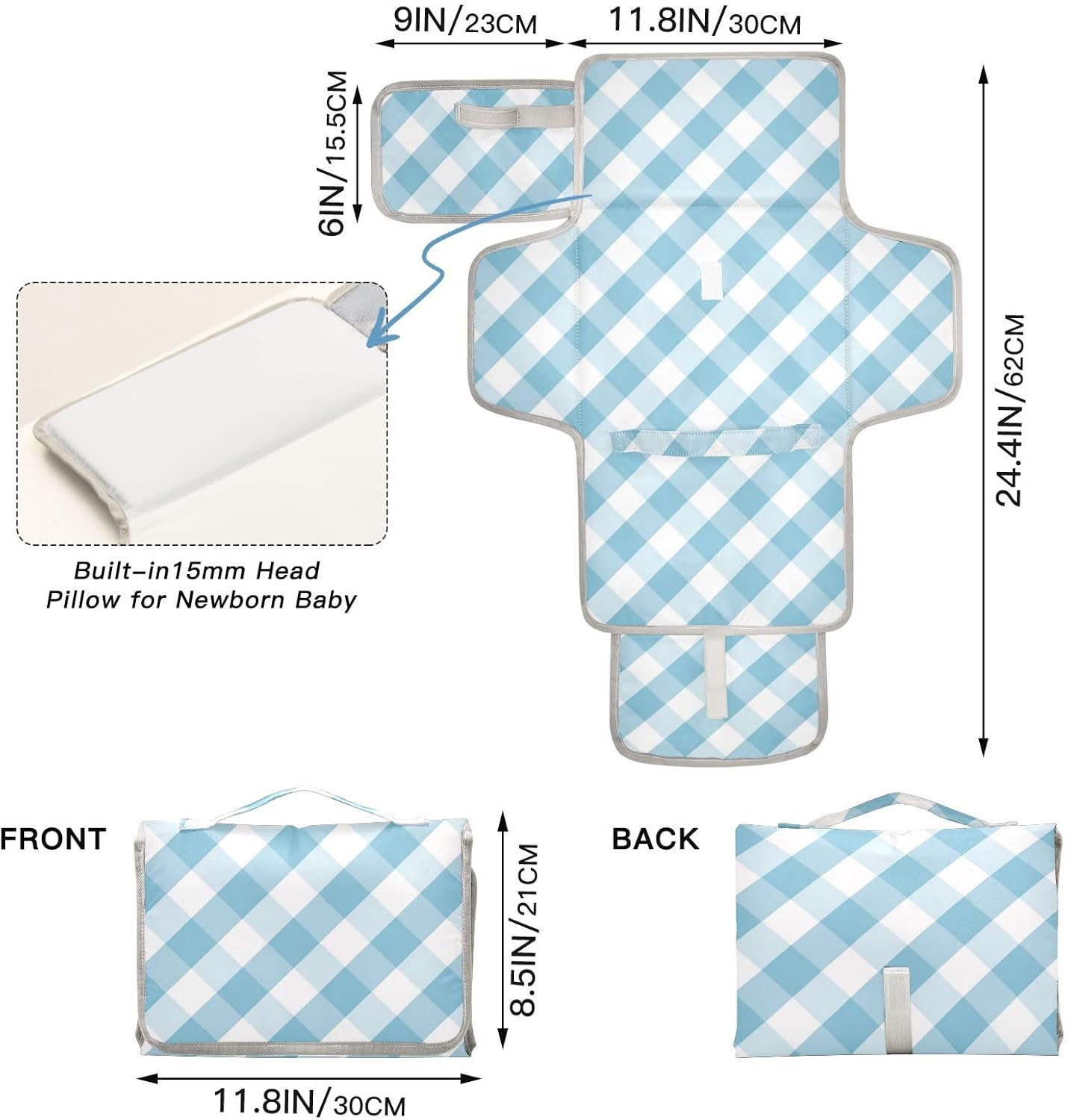 reusable changing pad blue white twill with tissue pocket, portable changing pad for baby baby travel station kit changing pad for babies reusable changing pad blue white twill with tissue pocket, portable changing pad for baby baby travel station kit changing pad for babies