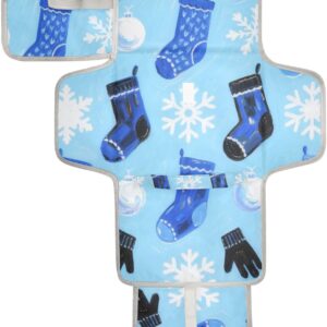reusable changing pad covers with tissue pocket portable changing pad for baby infant travel station kit merry christmas blue christmas stockings