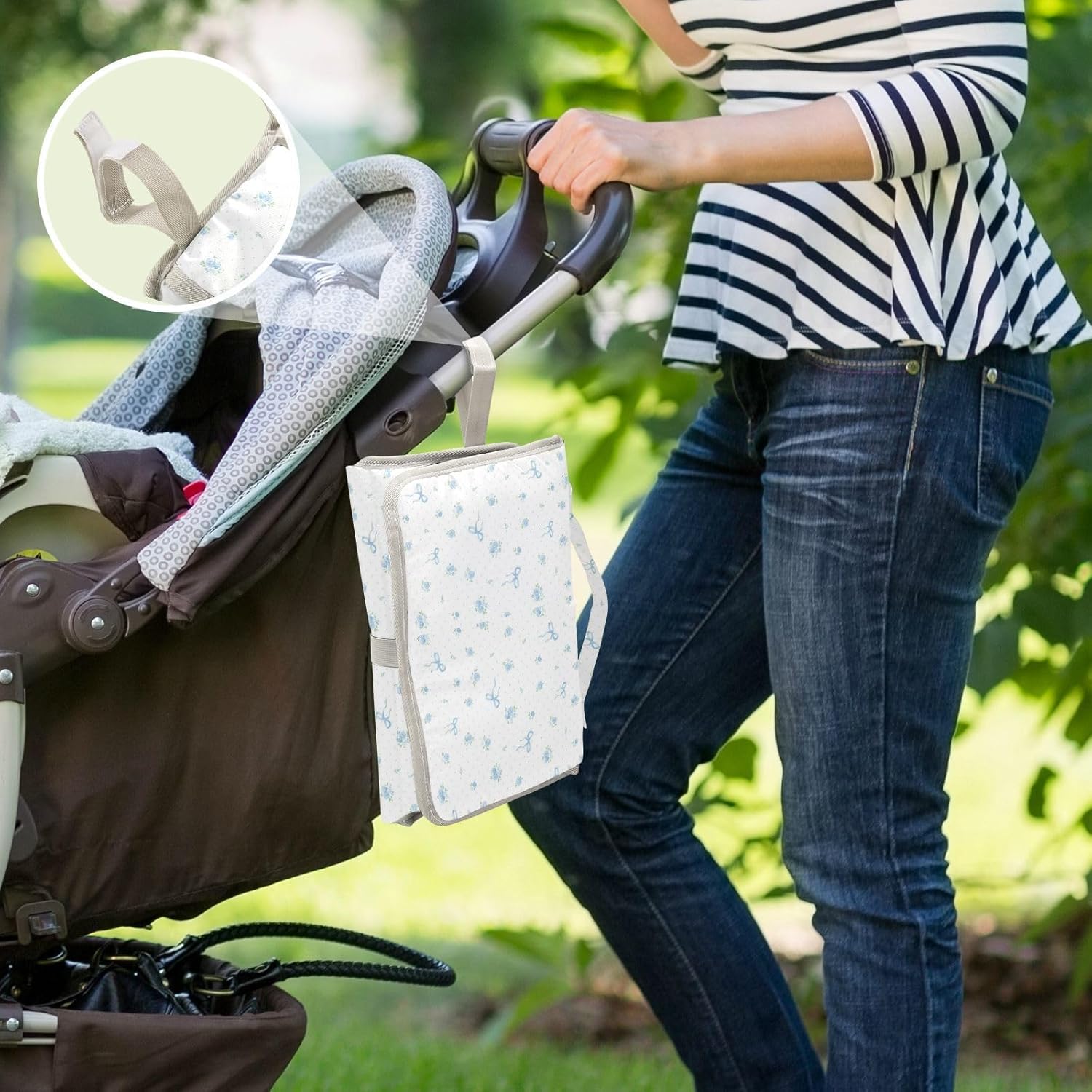 blue floral bow reusable changing table mat with tissue pocket diaper changing pad portable infant travel station kit cambiadores de pa?ales para bebes blue floral bow reusable changing table mat with tissue pocket diaper changing pad portable infant travel station kit cambiadores de pa?ales para bebes