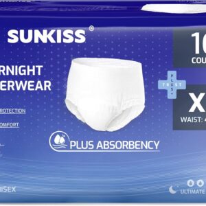 sunkiss trustplus incontinence pants for men and women, adult pull ups, disposable protective underwear, maximum absorbency, odour control, xlarge, overnight, 16 count