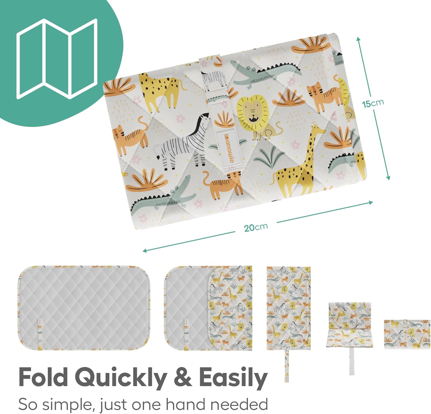 portable baby changing mat – foldable waterproof travel mat for newborns | compact changing bag | pram & nappy bag | safari animals portable baby changing mat – foldable waterproof travel mat for newborns | compact changing bag | pram & nappy bag | safari animals