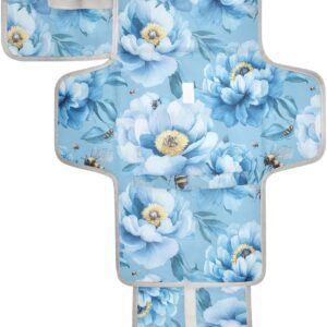 unique peonies reusable baby changing mat blue with tissue pocket changing pad for changing table travel infant changing pad kit for babies