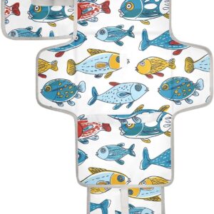 reusable changing pad portable with tissue pocket travel changing pad for baby infant travel station kit hand painted moldfish
