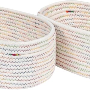 cubesland small woven baskets,cute baskets or shelf set 2,cube organizer basket bin,soft toys storage basket,baby nursery basket bin,home decor 12"d x 8"w x 5"h rainbow stitches