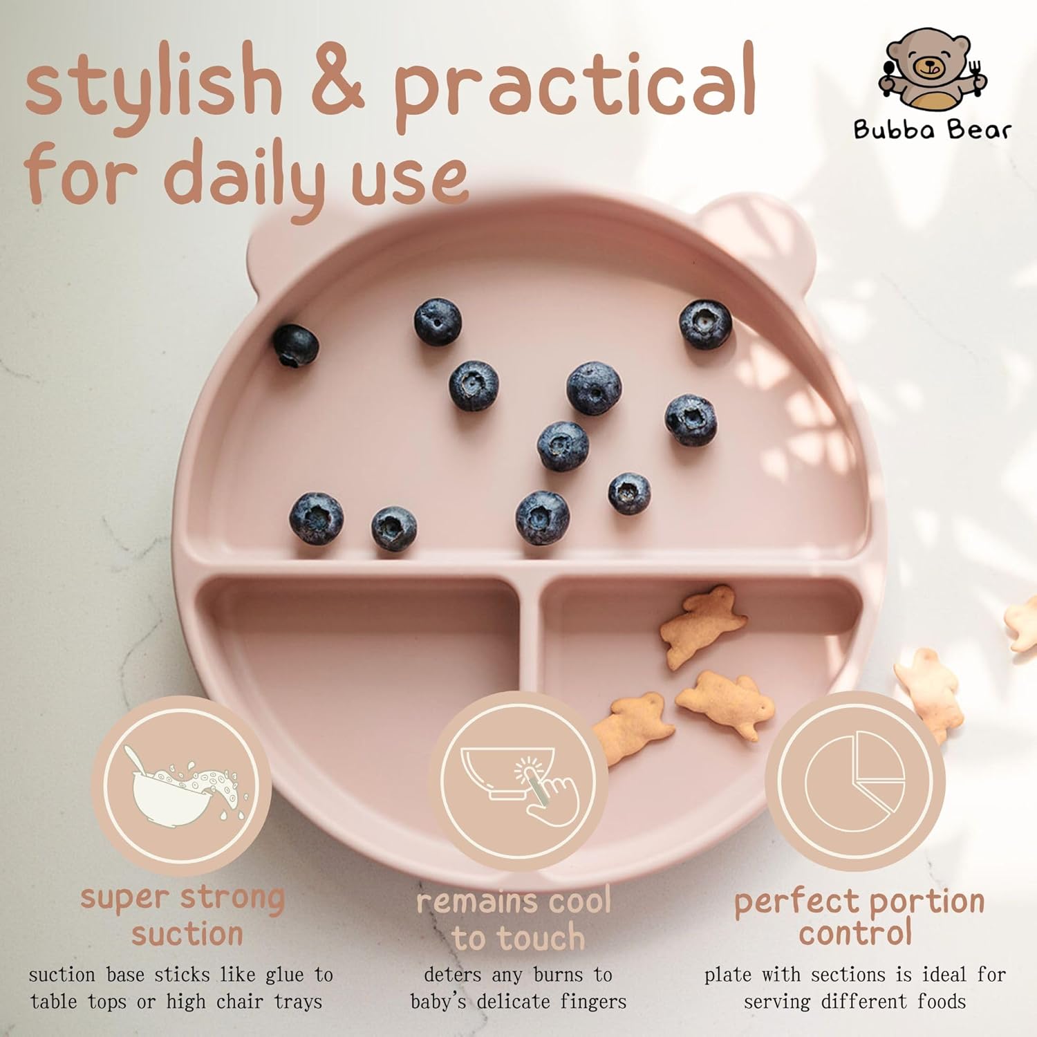 bubba bear silicone baby crockery set, non slip children's crockery set with suction cup, 11 pieces bpa free learning to eat cutlery sets with spoon, fork, bowl, bib, cup, drinking cup (dusty pink) bubba bear silicone baby crockery set, non slip children's crockery set with suction cup, 11 pieces bpa free learning to eat cutlery sets with spoon, fork, bowl, bib, cup, drinking cup (dusty pink)