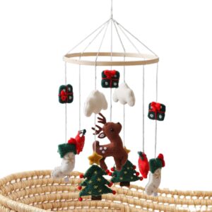 baby mobile | christmas nursery mobile cute wind chime, felt reindeer christmas tree decor for nursery bedroom wall decor birthday