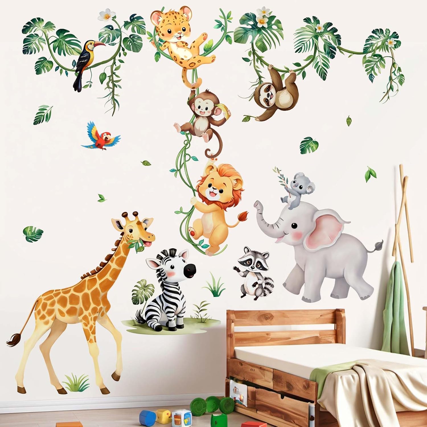 jungle animals wall stickers for baby: peel and stick monkey elephant giraffe lion wall decals wall decor art kids supplies ages 1 12 years jungle animals wall stickers for baby: peel and stick monkey elephant giraffe lion wall decals wall decor art kids supplies ages 1 12 years